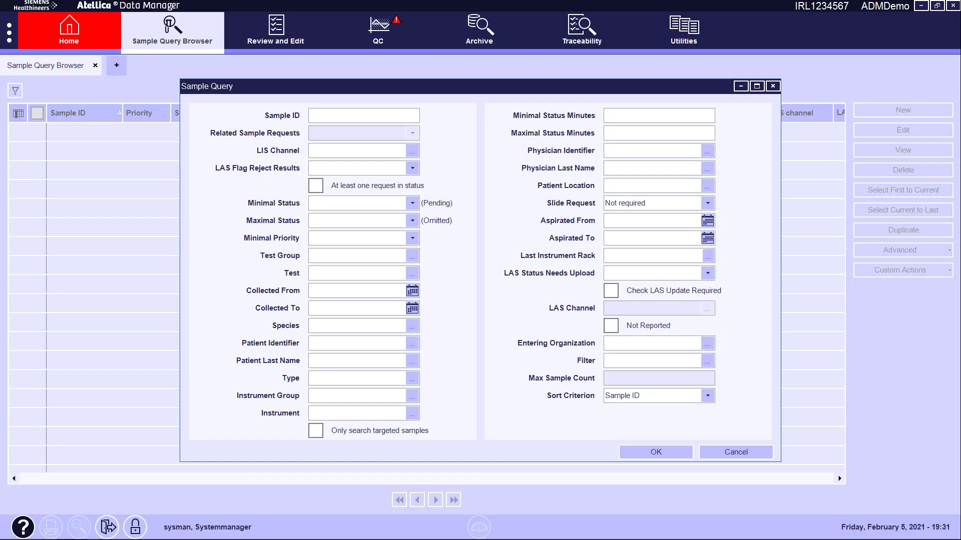screenshot of Atellica Data Manager